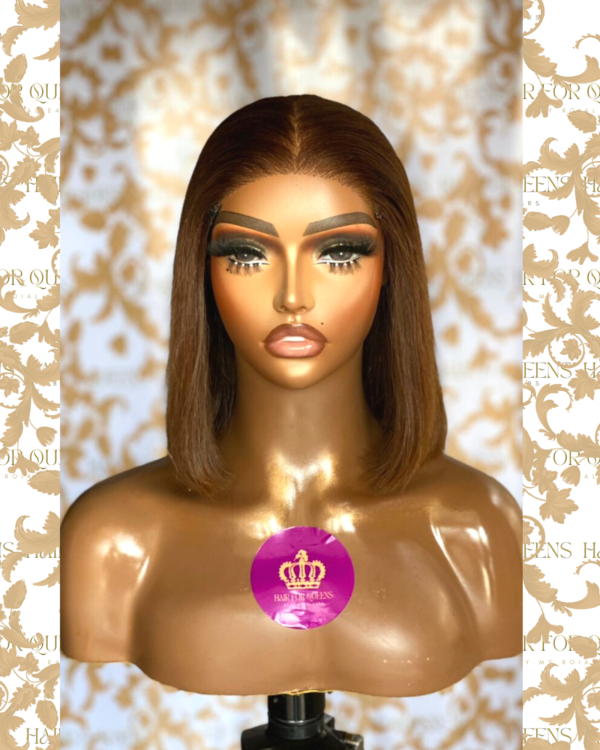 QUEEN BR -10 inches HD 6x6 brown bob wig unit - Image 2