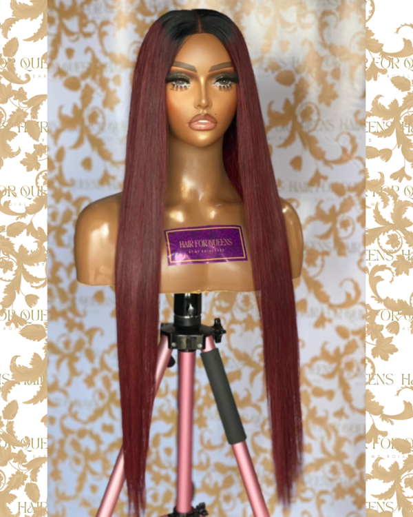 QUEEN Charisma -28 inches burgundy bone straight wig unit - Image 3