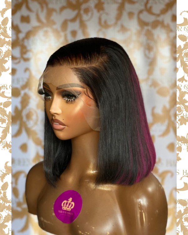 QUEEN Nadia -10 inches 13x6 black and purple bone straight bob wig unit - Image 3