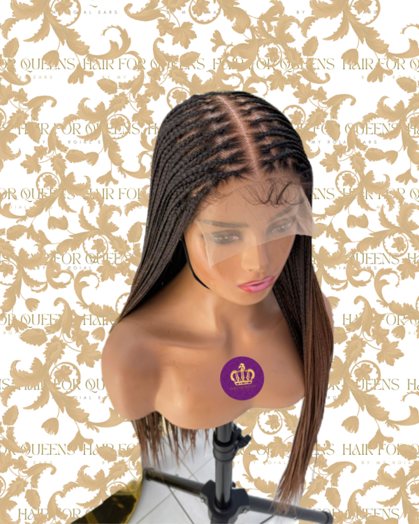 Queen Bumi - bone straight human hair frontal or closure braided wig - Image 3