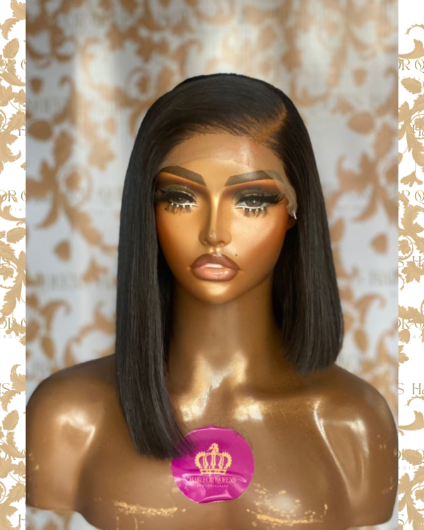 QUEEN Alison-12 inches luxury bone straight asymmetric bob wig unit - Image 10