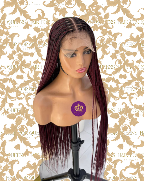 Queen Bumi - bone straight human hair frontal or closure braided wig - Image 2