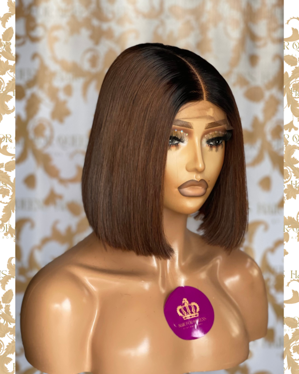 QUEEN Elena-10 inches chocolate bone straight bob wig unit - Image 3