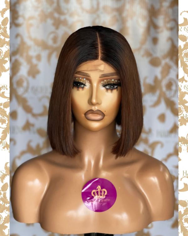 QUEEN Elena-10 inches chocolate bone straight bob wig unit - Image 2