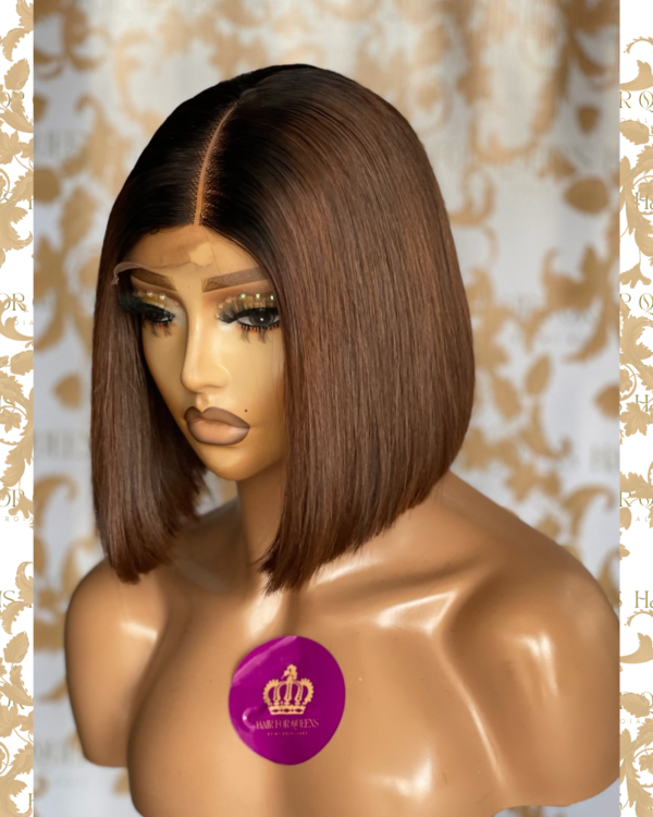 QUEEN Elena-10 inches chocolate bone straight bob wig unit