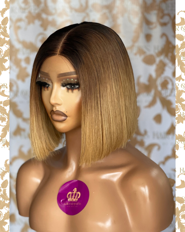 Queen Rosaline -10 inches 2x6 ash blonde bone straight bob wig unit - Image 5