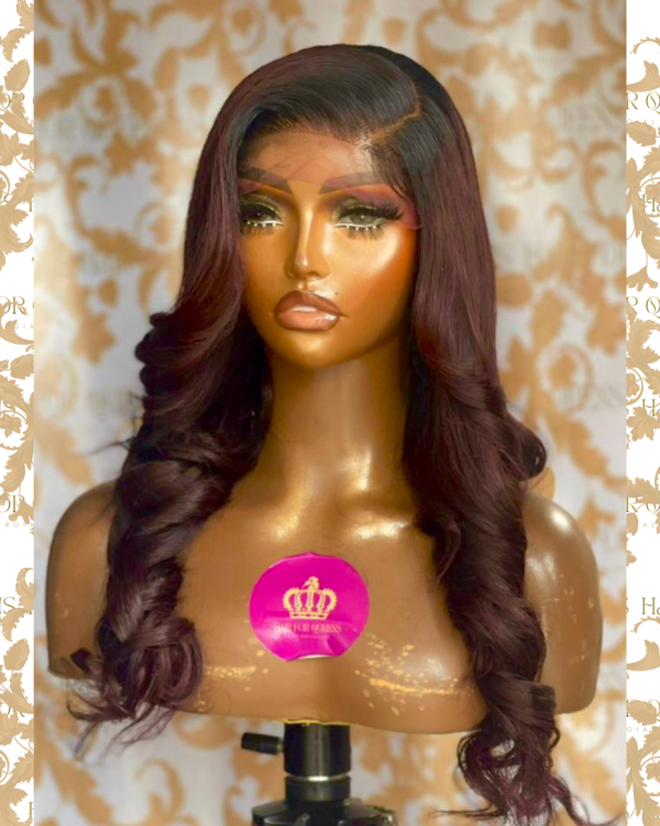 QUEEN Alison-22 inches burgundy Vietnamese body-wave wig unit