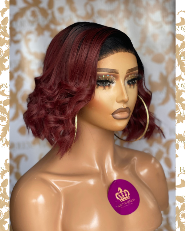 QUEEN Liza -10 inches hd 6x6 burgundy bob wig unit - Image 2