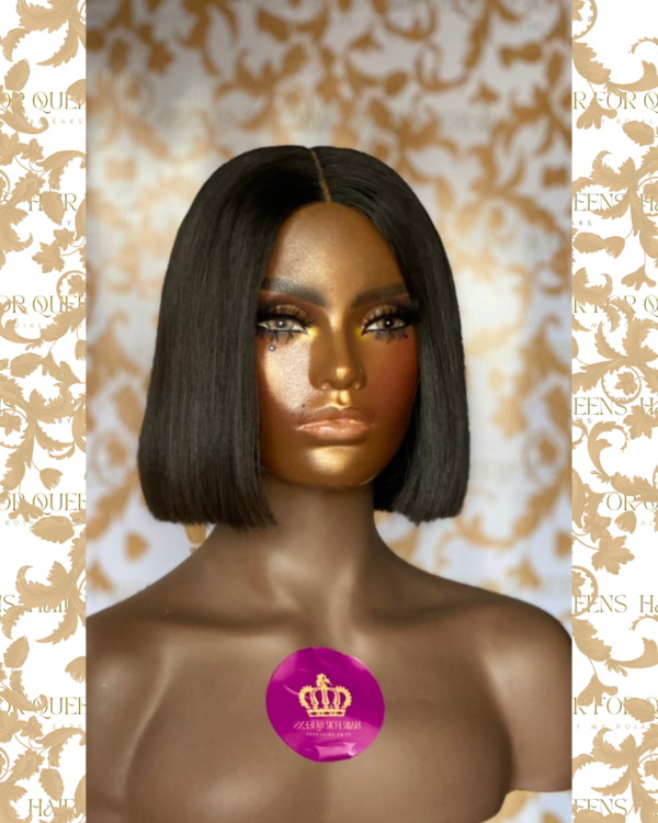 QUEEN Emma-8 inches black luxury bone straight bob wig unit